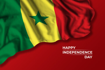 Senegal independence day card with flag