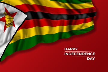  independence day card with flag Zimbabwe