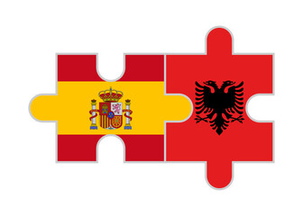 puzzle pieces of spain and albania flags. vector illustration isolated on white background
