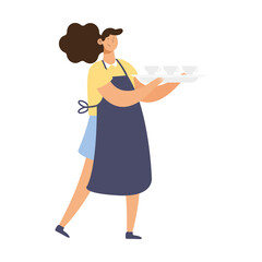 female waiter with tray