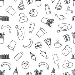 Street food pattern from line icon. Linear vector pattern