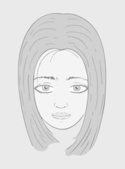 grey art woman pretty hand draw face