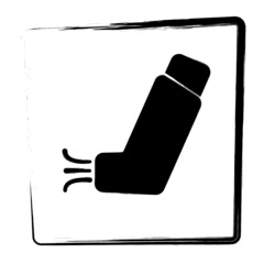 Inhaler icon, framed brush strokes, vector illustration.