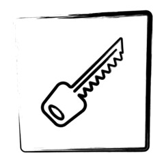 Key icon, framed brush strokes, vector illustration.