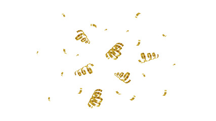 Falling gold confetti isolated on white background - 486109081