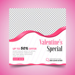 valentine's Day sale Instagram Social Media Post banner Squire Flyer Design Template