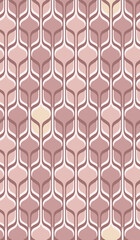 Art deco wallpaper in pink, light purple color. Seamless vector pattern. Design for textile, wrapping, decorative background. Vintage, modern style.