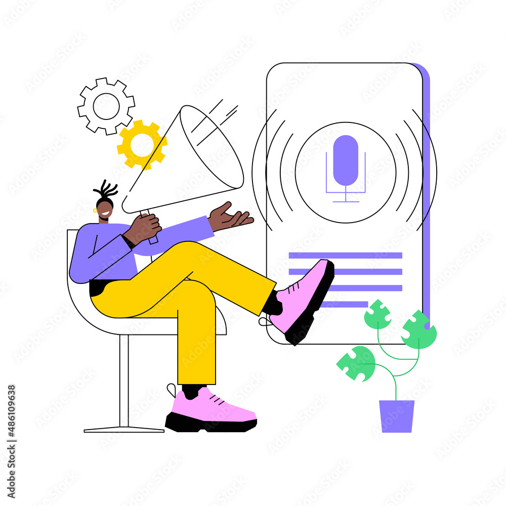 Poster speech to text abstract concept vector illustration. multi-language speech recognizer, convert speec