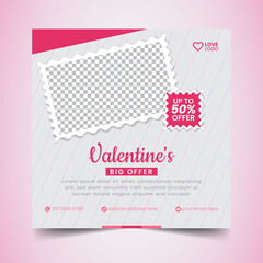 valentine's Day sale Instagram Social Media Post banner Squire Flyer Design Template