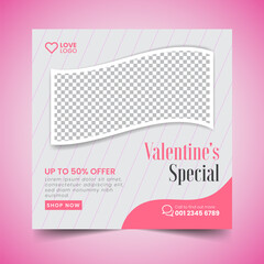 valentine's Day sale Instagram Social Media Post banner Squire Flyer Design Template