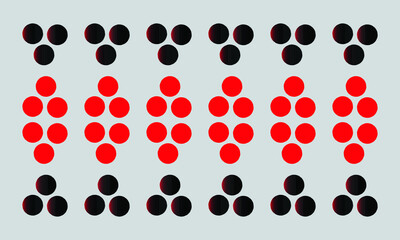 red and white dots, background with circle