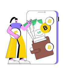 Digital wallet abstract concept vector illustration. Payment technology, digital banking tool, paying system, mobile bank, electronic wallet, shopping instrument, money transfer abstract metaphor.