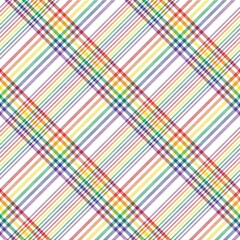 Rainbow Diagonal Plaid Tartan textured Seamless Pattern Design