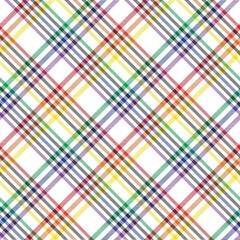 Rainbow Diagonal Plaid Tartan textured Seamless Pattern Design