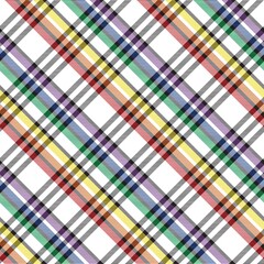 Rainbow Diagonal Plaid Tartan textured Seamless Pattern Design
