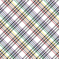 Rainbow Diagonal Plaid Tartan textured Seamless Pattern Design