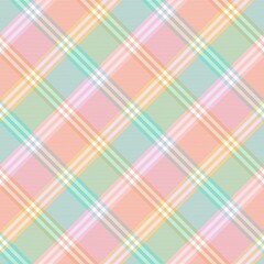 Rainbow Pastel Diagonal Plaid Tartan textured Seamless Pattern Design