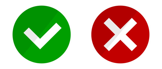 Check marks and cross marks. Success and failure icons. Editable vectors.