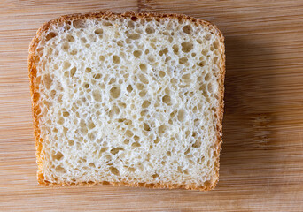 A slice of white bread up close