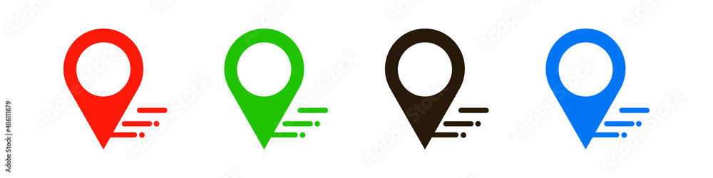 Poster a set of icons for a modern map pin. location and pinning. vectors.