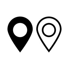 A set of map pin icons. Location information and location. Vectors.