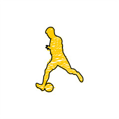 doodle silhouette of soccer player getting ready to kick the ball