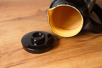 ceramic black decanter with lid 