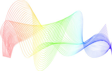 Wave of the many rainbow colored lines. Abstract wavy stripes on a white background isolated. Creative line art.
