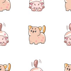seamless vector pattern with cartoon funny cats
