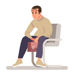 Tired of waiting semi flat RGB color vector illustration. Sad man frustrated by job loss isolated cartoon character on white background