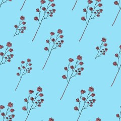 seamless vector pattern with boho  flowers, minimalism, print, doodle