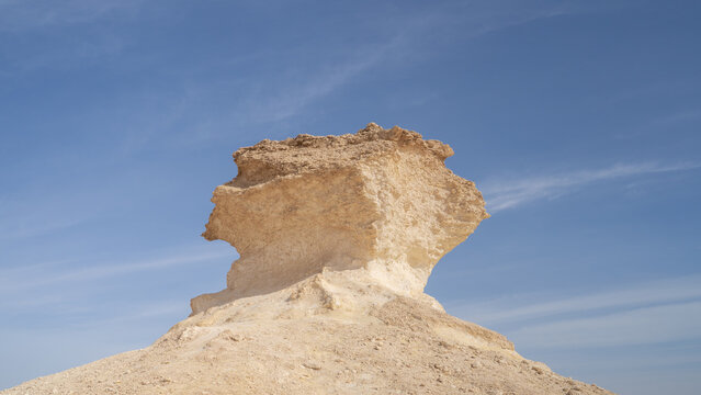 Mushroom shaped limestone rokcs in zekreet desert.