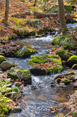 Obraz premium Cascading water over rocks