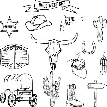 Vector wild west western elements