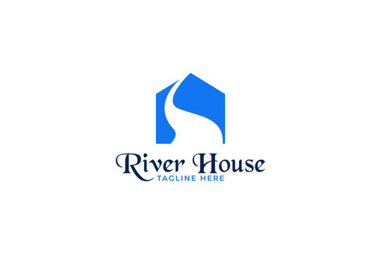 River house logo design vector. property, real estate, and buildings logo.