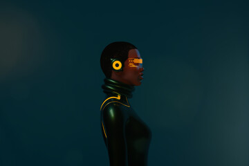 woman With Augmented Virtual Reality Glasses