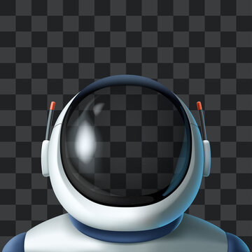 realistic astronaut transparent helmet front view isolated