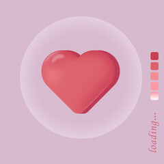 Like icon. 3D icon heart. Love. Website. Valentine day