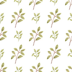 Watercolor leaf seamless pattern
