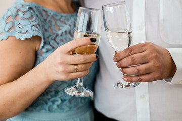 Beautiful married couple. Man and woman and New Year's fairy tale