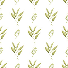 Watercolor leaf seamless pattern