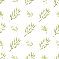 Watercolor leaf seamless pattern