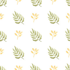 Watercolor leaf seamless pattern