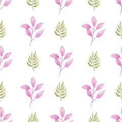 Watercolor leaf seamless pattern