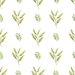 Watercolor leaf seamless pattern