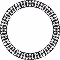 Round frame. Circle Ornamental decorative frame with floral element
