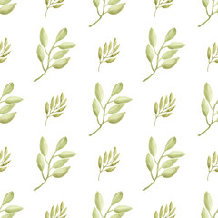 Watercolor leaf seamless pattern