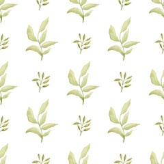 Watercolor leaf seamless pattern