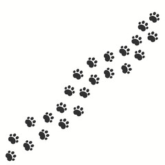 Paw vector foot trail print of cat. Vector