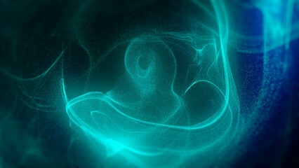 Abstract digital landscape with flowing particles. Cyber or technology background.